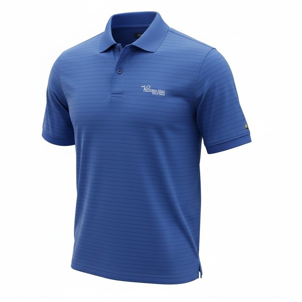 IZOD Polo Shirt Sz L Blue Striped G-Fresh Victoria Hills Golf Club Performance
